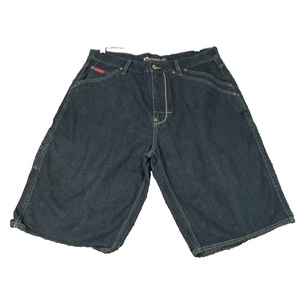 VTG DrunknMunky Jean Shorts Mens 36W Dark Wash Jorts Baggy Hip Hop Y2K Grunge